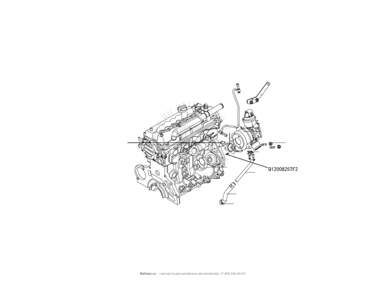 Запчасти Great Wall Hover H5 Поколение I (2010) 2.0л, дизель, 4x4, АКПП — Турбокомпрессор (турбина) — схема