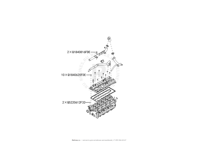 Запчасти Great Wall Hover H5 Поколение I (2010) 2.0л, дизель, 4x4, АКПП — Головка блока цилиндров и клапанная крышка (1) — схема