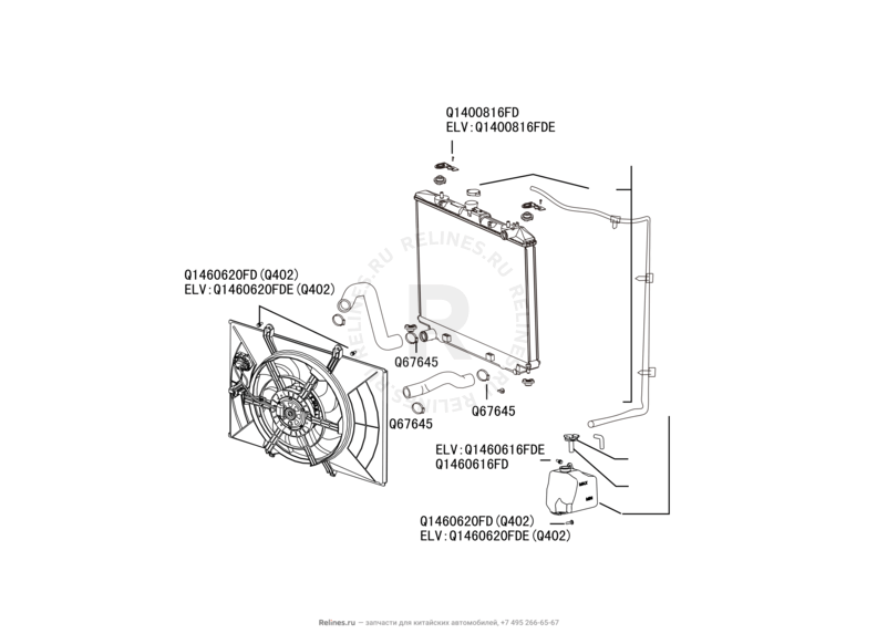 Запчасти Great Wall Hover H5 Поколение I (2010) 2.0л, дизель, 4x4, АКПП — Система охлаждения — схема