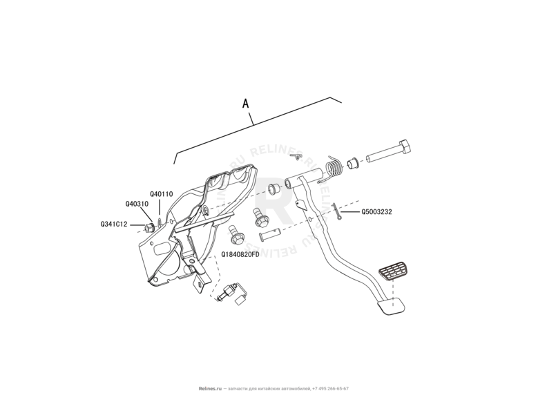 Запчасти Great Wall Hover H5 Поколение I (2010) 2.0л, дизель, 4x4, АКПП — Педаль тормоза — схема
