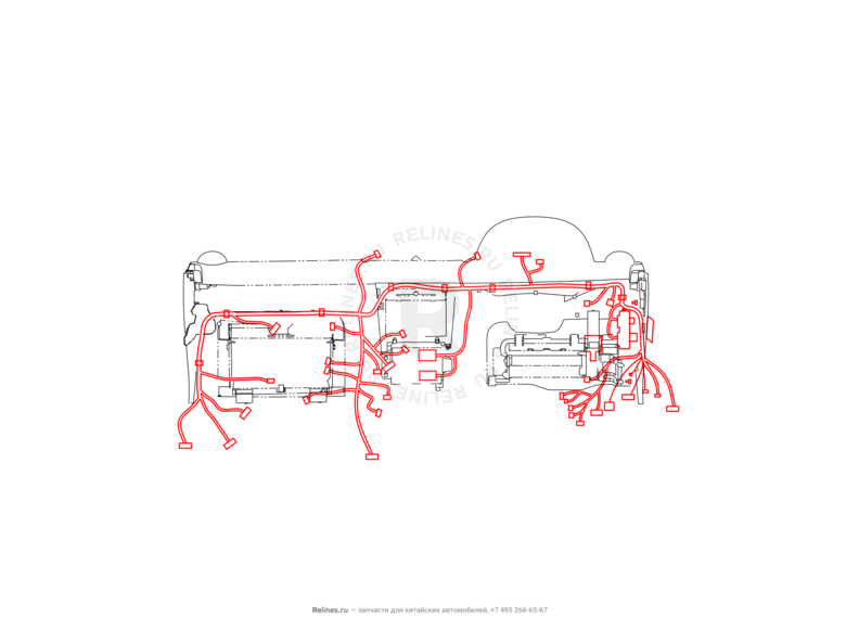 Запчасти Great Wall Hover H5 Поколение I (2010) 2.0л, дизель, 4x4, АКПП — Проводка панели приборов (торпедо) (1) — схема