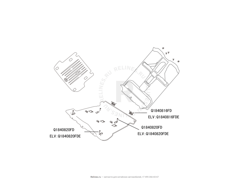 Запчасти Great Wall Hover H5 Поколение I (2010) 2.0л, дизель, 4x4, АКПП — Обшивка (ковер) пола — схема
