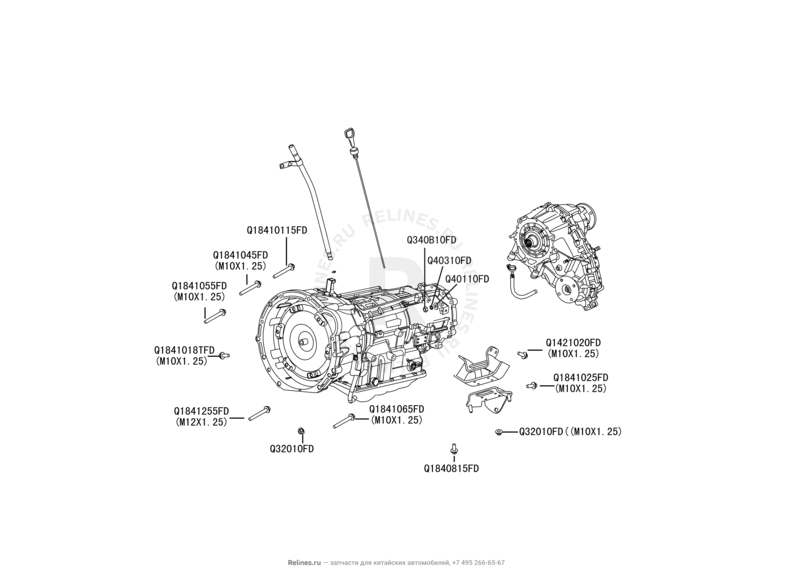 Запчасти Great Wall Hover H5 Поколение I (2010) 2.0л, дизель, 4x4, АКПП — Трансмиссия (коробка переключения передач, КПП) (4) — схема