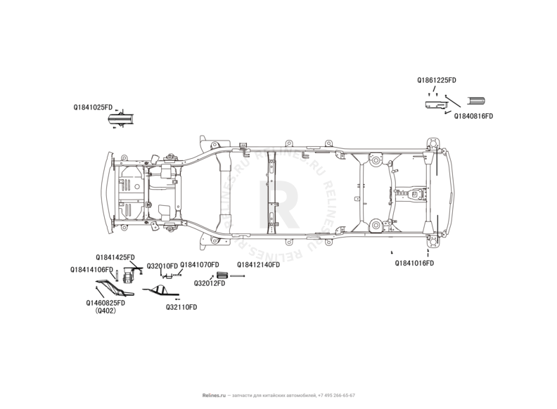 Запчасти Great Wall Hover H5 Поколение I (2010) 2.0л, дизель, 4x4, АКПП — Рама, усилитель рамы — схема