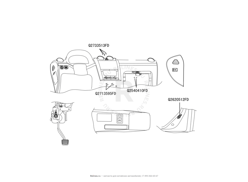 Запчасти Great Wall Hover H5 Поколение I (2010) 2.0л, дизель, 4x4, МКПП — Выключатели, переключатели, кнопки (1) — схема