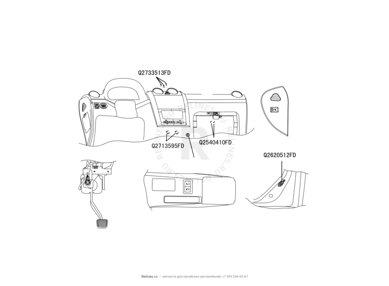 Запчасти Great Wall Hover H5 Поколение I (2010) 2.0л, дизель, 4x4, МКПП — Выключатели, переключатели, кнопки (2) — схема