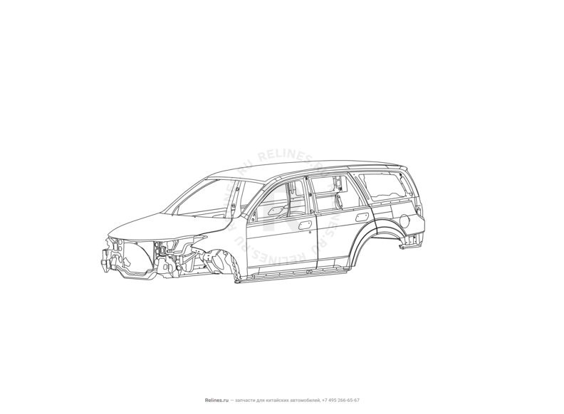 Запчасти Great Wall Hover H5 Поколение I (2010) 2.0л, дизель, 4x4, АКПП — Кузов (1) — схема
