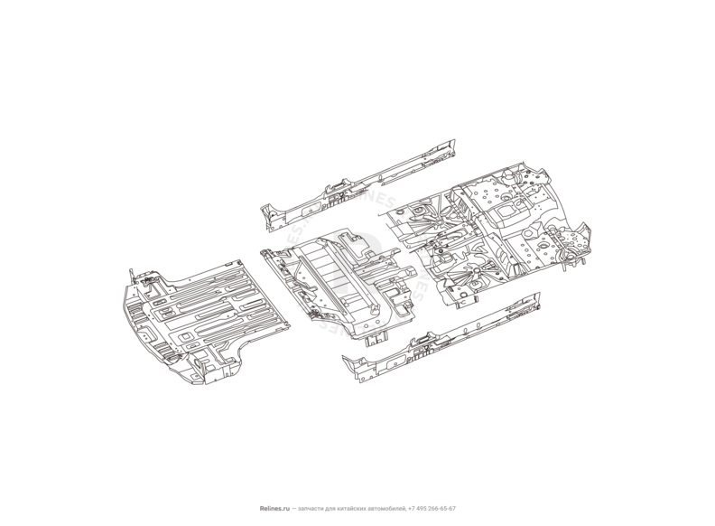 Запчасти Great Wall Hover H5 Поколение I (2010) 2.0л, дизель, 4x4, АКПП — Усилители порогов и панель пола — схема