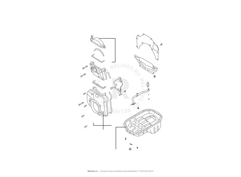 Запчасти Great Wall Hover H5 Поколение I (2010) 2.4л, бензин, 4x4, МКПП — Поддон (картер) масляный — схема