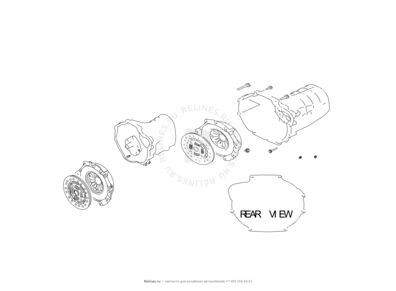 Запчасти Great Wall Hover H3 Поколение I (2010) 2.4л, 4×4 — Диск и корзина сцепления — схема