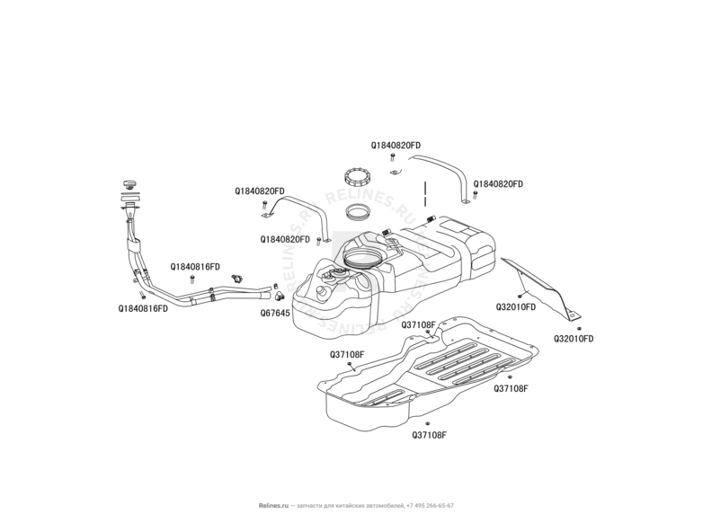 Запчасти Great Wall Hover H3 Поколение I (2010) 2.4л, 4×4 — Топливный бак — схема