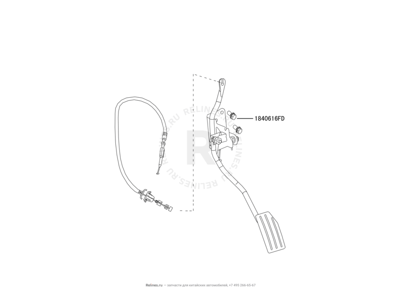 Запчасти Great Wall Hover H3 Поколение I (2010) 2.0л, 4×4 — Педаль и трос газа — схема