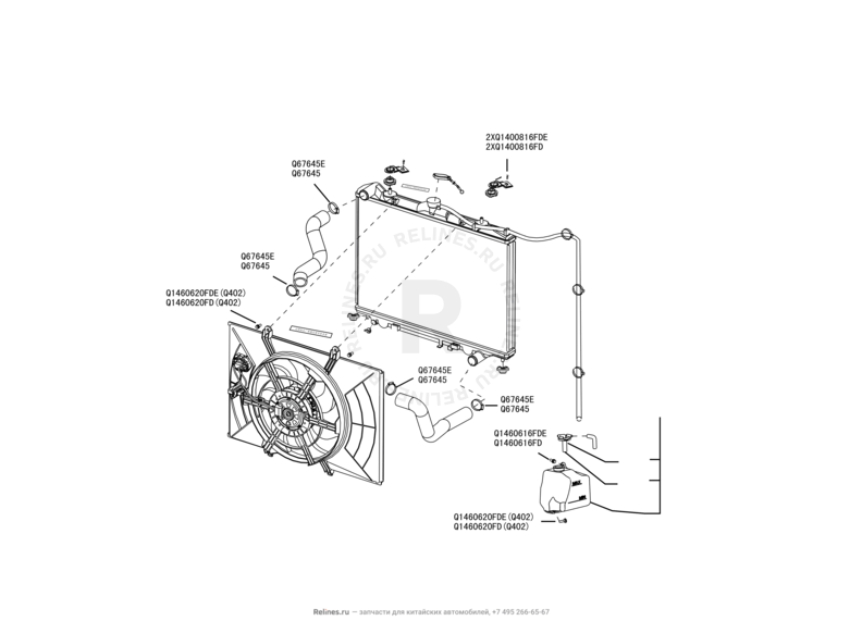 Запчасти Great Wall Hover H3 Поколение I (2010) 2.0л, 4×4 — Система охлаждения — схема