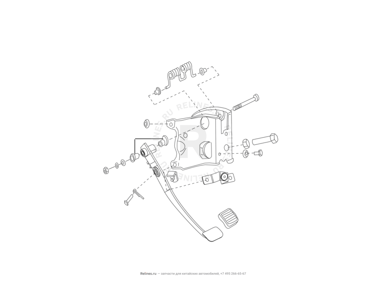 Запчасти Great Wall Hover H3 Поколение I (2010) 2.0л, 4×4 — Механизм управления сцеплением (1) — схема