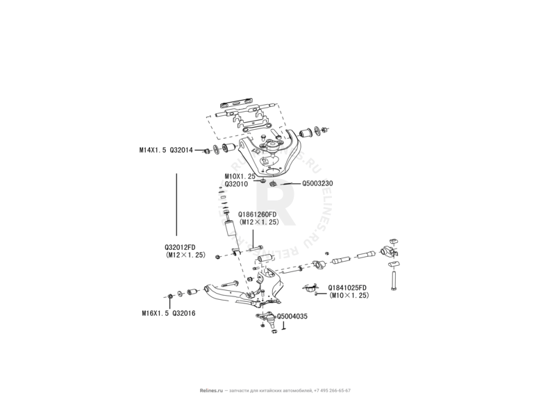 Запчасти Great Wall Hover H3 Поколение I (2010) 2.4л, 4×4 — Рычаги передней подвески — схема