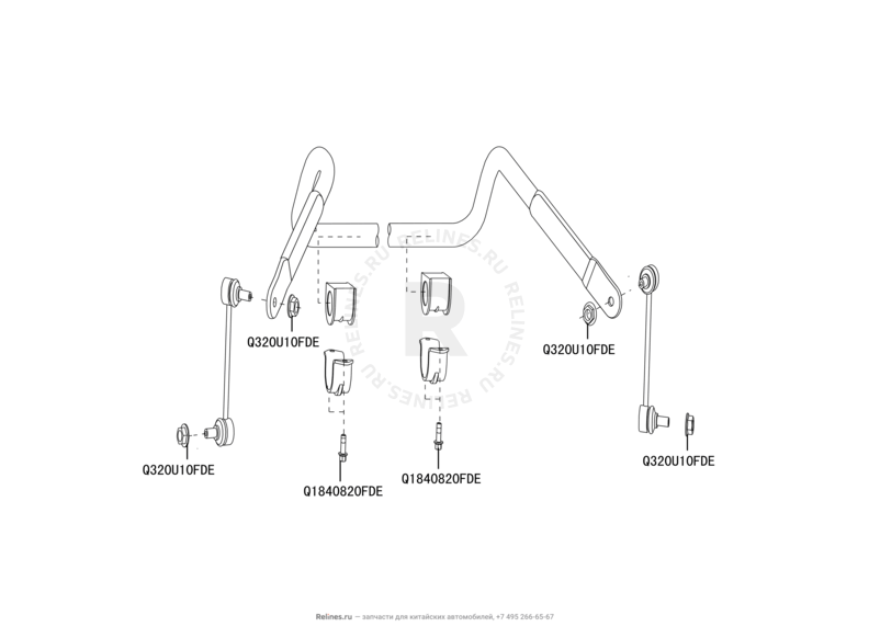 Запчасти Great Wall Hover H3 Поколение I (2010) 2.0л, 4×4 — Стабилизатор поперечной устойчивости передний — схема