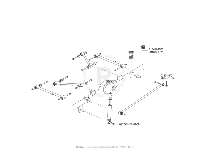 Запчасти Great Wall Hover H3 Поколение I (2010) 2.4л, 4×4 — Задняя подвеска — схема