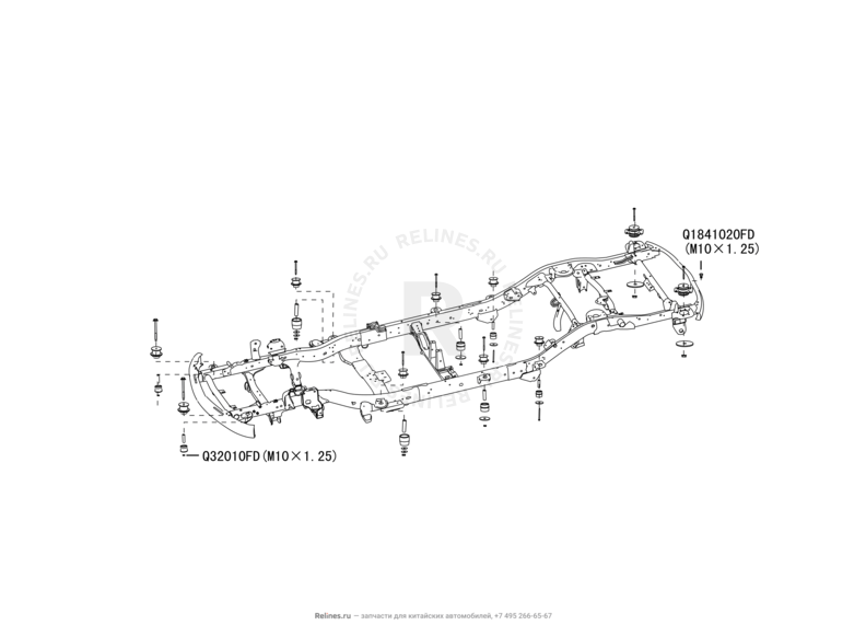 Запчасти Great Wall Hover H3 Поколение I — рестайлинг (2014) 2.0л, турбо, 4×4 — Подушки кузова — схема