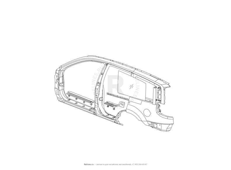 Запчасти Great Wall Hover H5 Поколение I (2010) 2.4л, бензин, 4x4, МКПП — Накладки, молдинги и стекла — схема