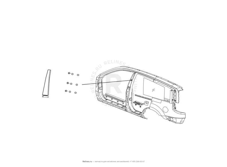 Запчасти Great Wall Hover H3 Поколение I (2010) 2.4л, 4×4 — Отделка центральных стоек кузова — схема