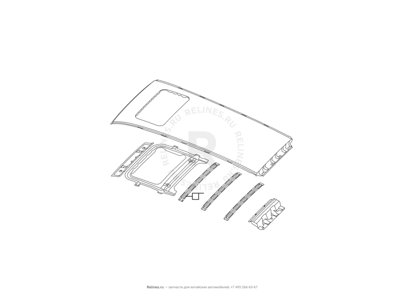 Запчасти Great Wall Hover H3 Поколение I (2010) 2.0л, 4×4 — Крыша и усилители крыши (2) — схема