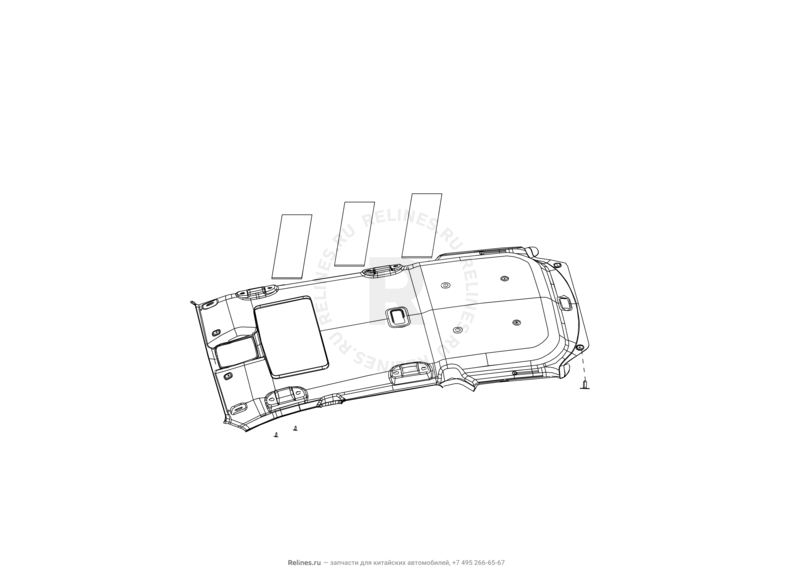 Запчасти Great Wall Hover H3 Поколение I (2010) 2.0л, 4×4 — Обшивка и комплектующие крыши (потолка) (2) — схема