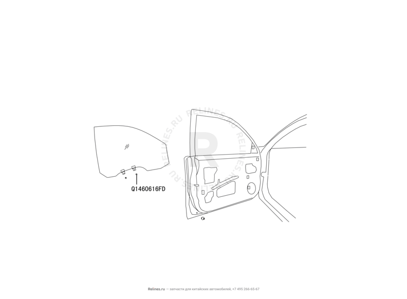 Запчасти Great Wall Hover H5 Поколение I (2010) 2.4л, бензин, 4x4, МКПП — Стекла передних дверей — схема