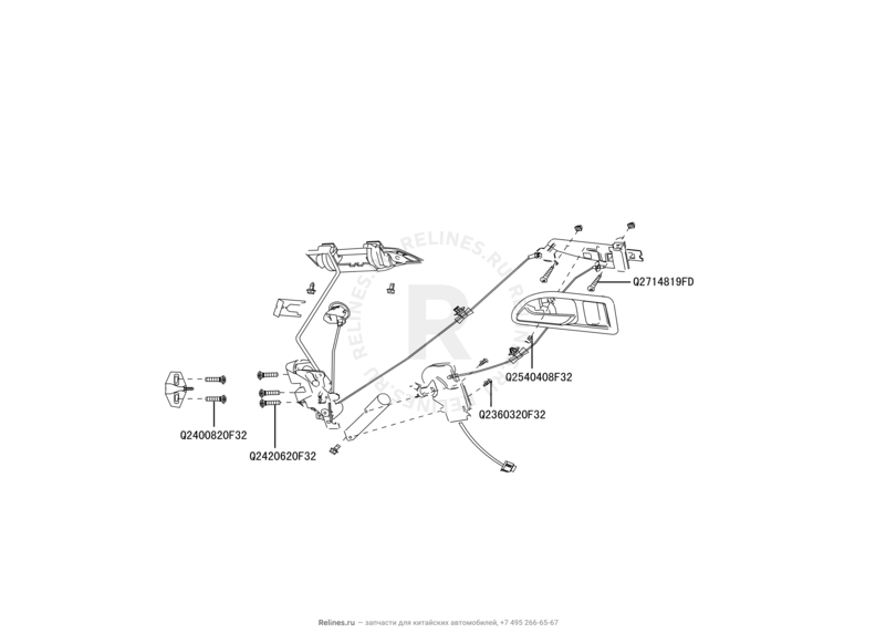 Запчасти Great Wall Hover H3 Поколение I (2010) 2.0л, 4×4 — Ручки и замки дверей (1) — схема