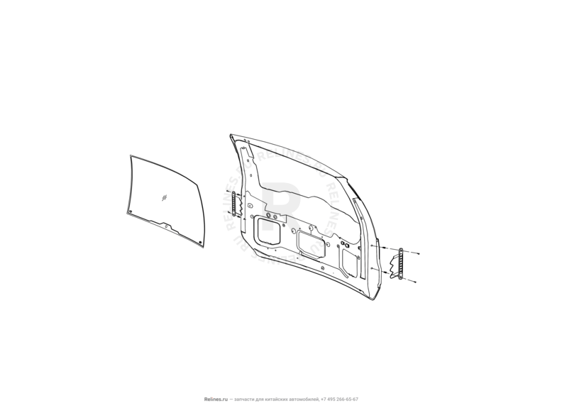 Запчасти Great Wall Hover H3 Поколение I (2010) 2.4л, 4×4 — Стекло 5-й двери (багажника) — схема