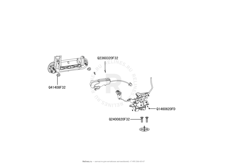 Запчасти Great Wall Hover H3 Поколение I (2010) 2.0л, 4×4 — Ручки и замки дверей (3) — схема