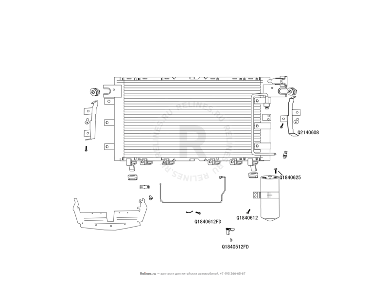 Запчасти Great Wall Hover H3 Поколение I (2010) 2.4л, 4×4 — Радиатор кондиционера — схема