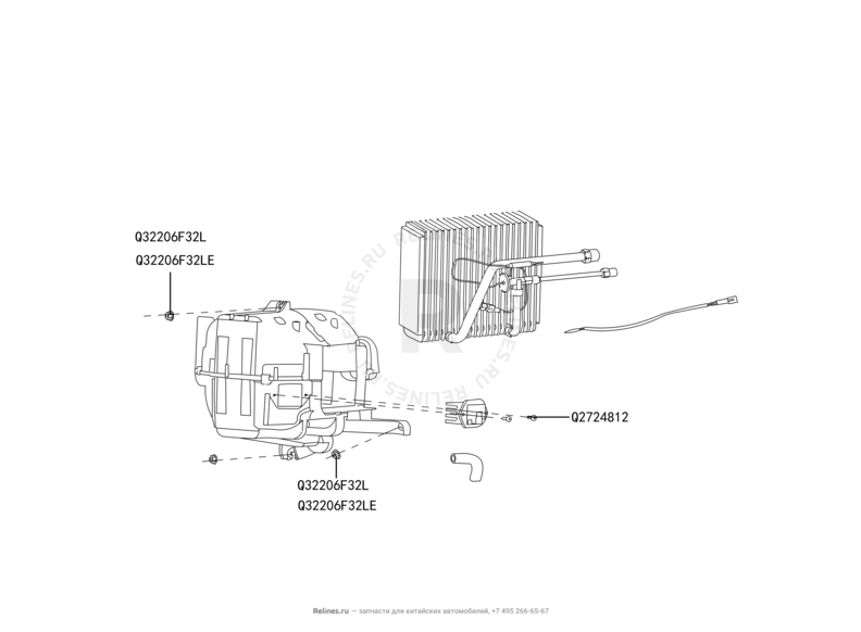 Запчасти Great Wall Hover H3 Поколение I (2010) 2.0л, 4×4 — Испаритель (1) — схема