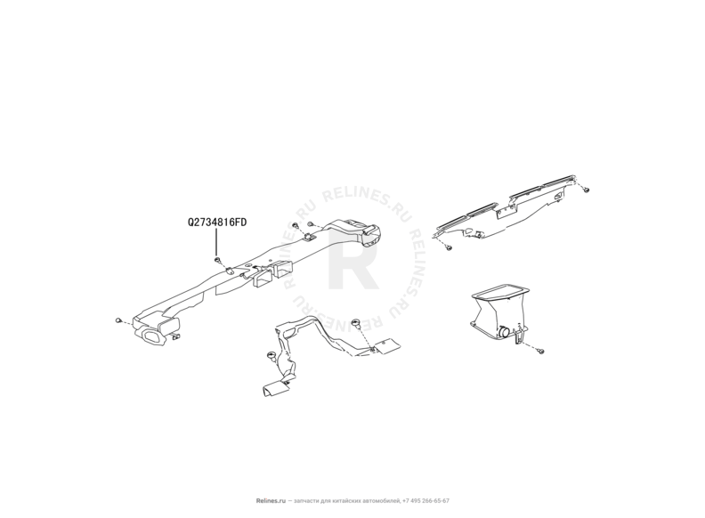 Запчасти Great Wall Hover H3 Поколение I (2010) 2.0л, 4×4 — Воздуховоды — схема