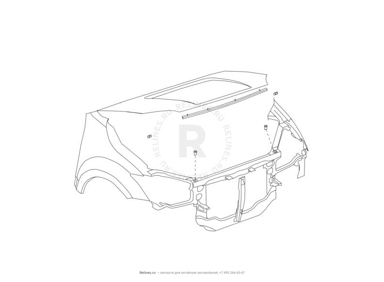 Запчасти Great Wall Hover H3 Поколение I — рестайлинг (2014) 2.0л, турбо, 4×4 — Отбойники и уплотнители капота — схема