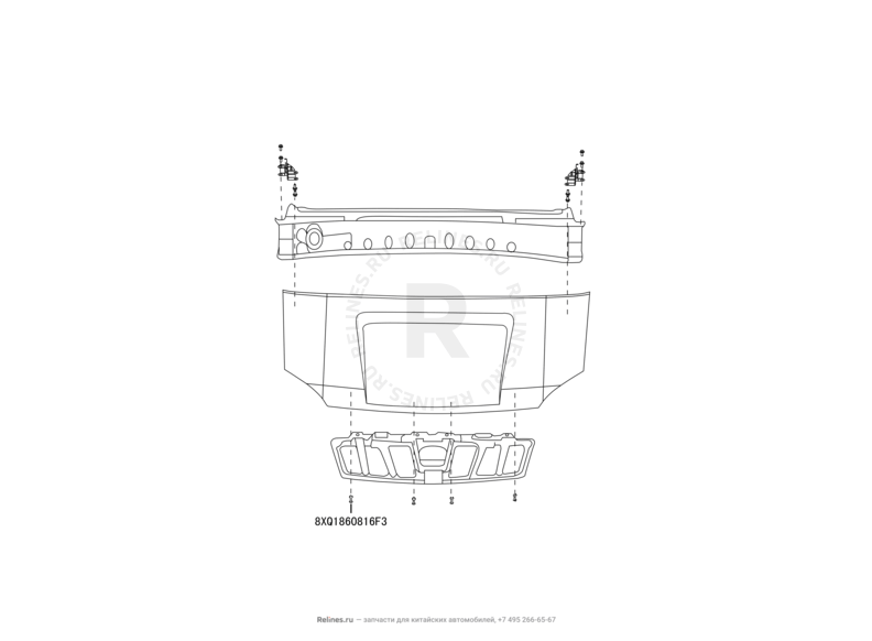 Запчасти Great Wall Hover H3 Поколение I (2010) 2.4л, 4×4 — Капот — схема