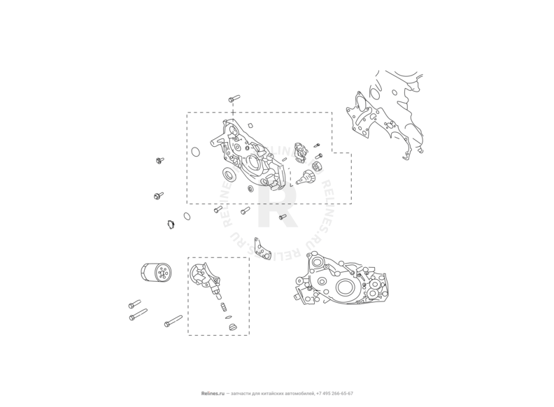 Запчасти Great Wall Hover H3 Поколение I — рестайлинг (2014) 2.0л, турбо, 4×4 — Масляный насос и фильтр — схема