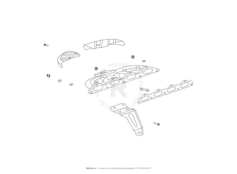 Запчасти Great Wall Hover H3 Поколение I — рестайлинг (2014) 2.0л, турбо, 4×4 — Выпускной коллектор — схема