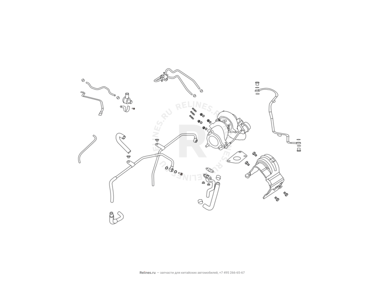Запчасти Great Wall Hover H3 Поколение I — рестайлинг (2014) 2.0л, турбо, 4×4 — Турбокомпрессор (турбина) — схема