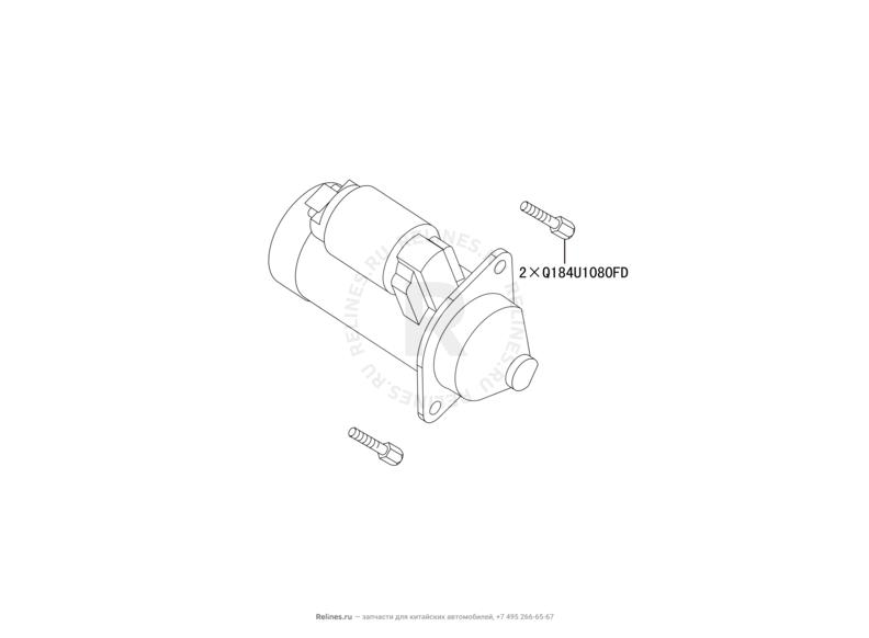 Запчасти Great Wall Hover H3 Поколение I — рестайлинг (2014) 2.0л, турбо, 4×4 — Стартер — схема