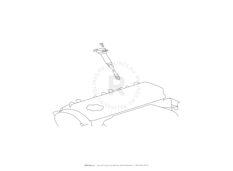Запчасти Great Wall Hover H3 Поколение I — рестайлинг (2014) 2.0л, турбо, 4×4 — Катушка зажигания, провода высоковольтные и свечи зажигания — схема