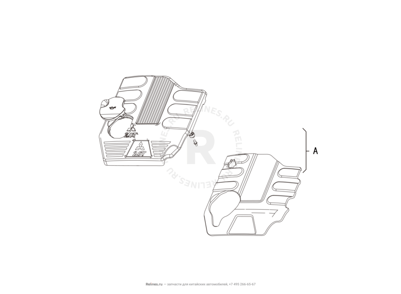Запчасти Great Wall Hover H3 Поколение I — рестайлинг (2014) 2.0л, турбо, 4×4 — Плита верхняя (декоративная крышка) двигателя — схема