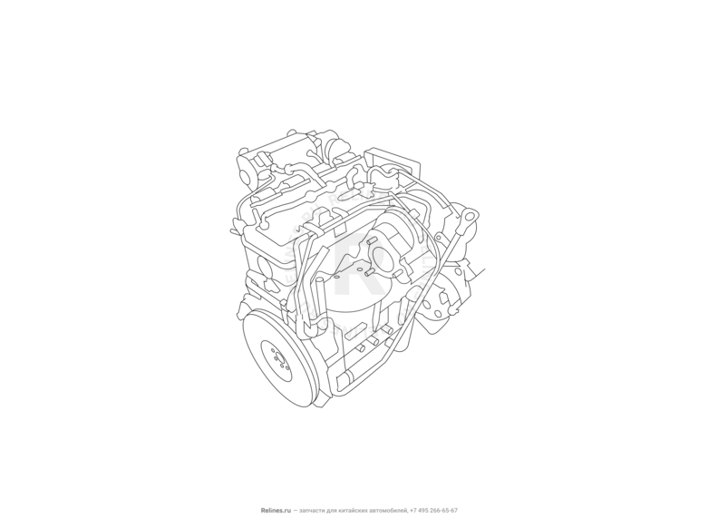 Запчасти Great Wall Hover H3 Поколение I — рестайлинг (2014) 2.0л, турбо, 4×4 — Двигатель в сборе — схема