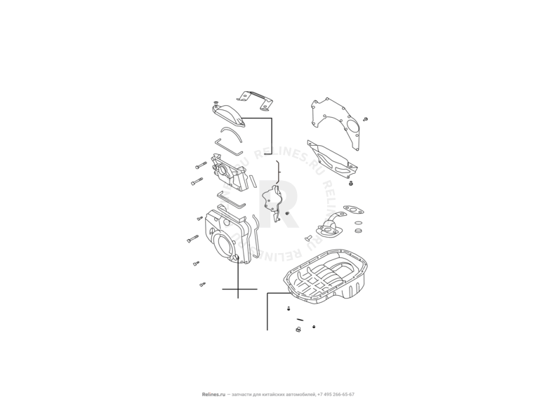 Запчасти Great Wall Hover H3 Поколение I — рестайлинг (2014) 2.0л, турбо, 4×4 — Поддон (картер) масляный — схема