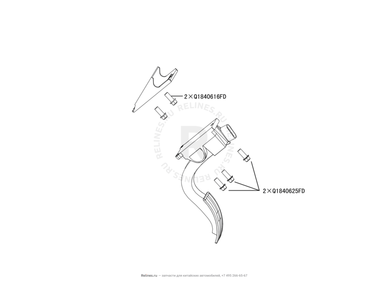 Запчасти Great Wall Hover H3 Поколение I — рестайлинг (2014) 2.0л, турбо, 4×4 — Педаль и трос газа — схема