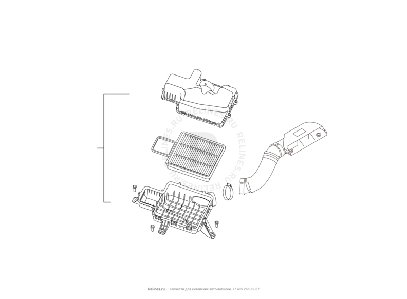 Запчасти Great Wall Hover H3 Поколение I — рестайлинг (2014) 2.0л, турбо, 4×4 — Воздушный фильтр и корпус — схема