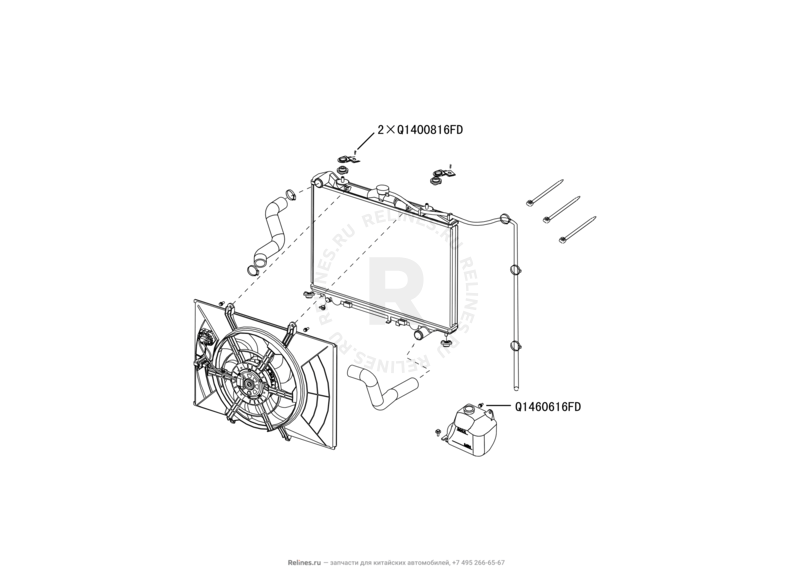 Запчасти Great Wall Hover H3 Поколение I — рестайлинг (2014) 2.0л, турбо, 4×4 — Система охлаждения — схема