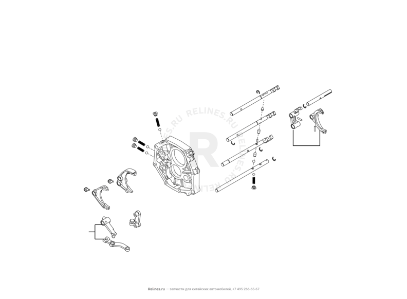 Запчасти Great Wall Hover H3 Поколение I — рестайлинг (2014) 2.0л, турбо, 4×4 — Трансмиссия (коробка переключения передач, КПП) (4) — схема