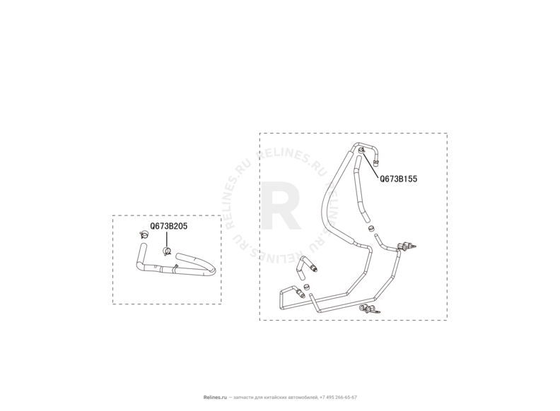 Запчасти Great Wall Hover H3 Поколение I — рестайлинг (2014) 2.0л, турбо, 4×4 — Бачок, трубка и насос гидроусилителя (ГУР) — схема