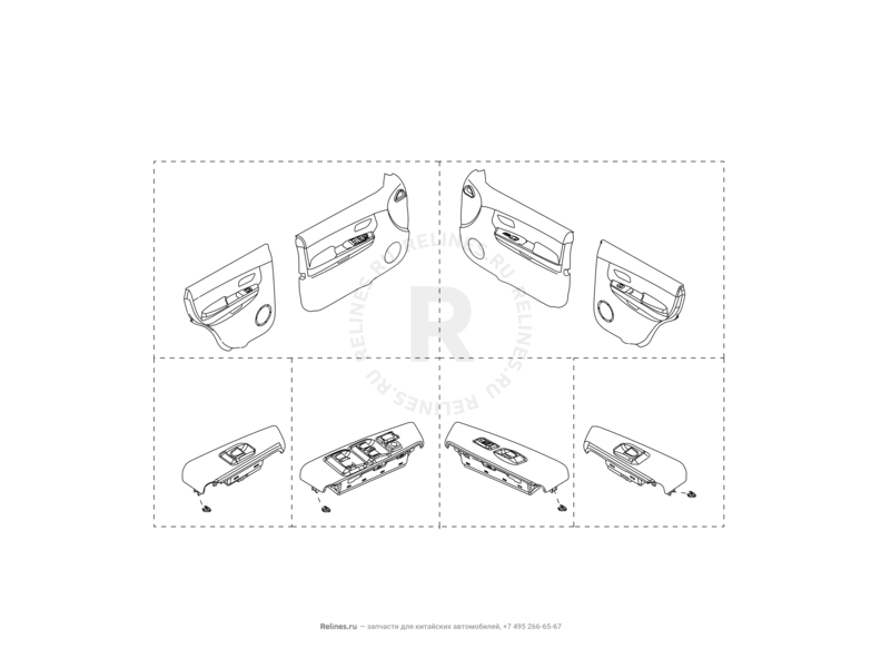Запчасти Great Wall Hover H3 Поколение I — рестайлинг (2014) 2.0л, турбо, 4×4 — Блок управления стеклоподъемниками (1) — схема