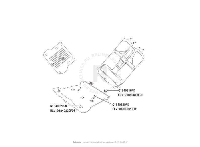 Запчасти Great Wall Hover H3 Поколение I — рестайлинг (2014) 2.0л, турбо, 4×4 — Обшивка (ковер) пола (1) — схема